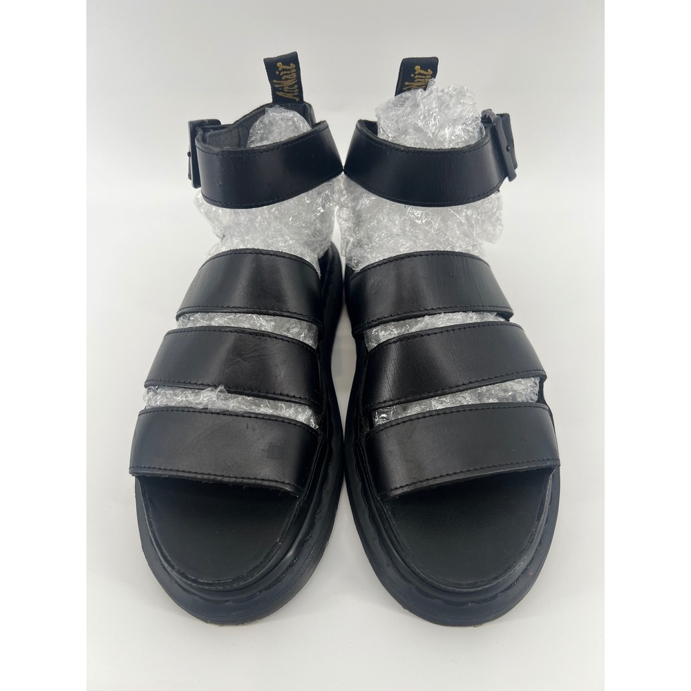 Punk Grunge Dr. Martens Clarissa II Quad Sandals 8 Black Nappa Platform Leather